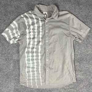 Element Mens Grey Tie Dye Stripe Short Sleeve Button Down Shirt Large Skateboard